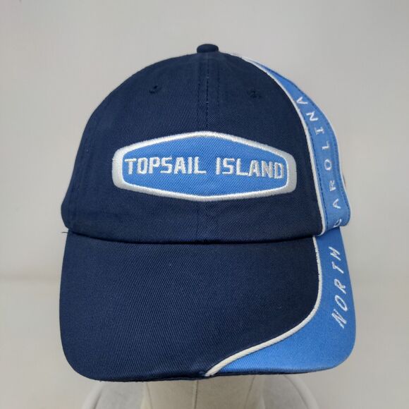 Topsail Island North Carolina Strapback Hat Blue OSFA Embroidered Colorblock - Picture 2 of 8